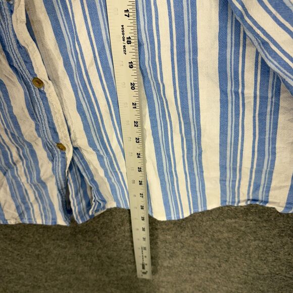Terra & Sky Shirt Women 4X Plus Blue Striped Button Up Collared Short Sleeve - Picture 6 of 7